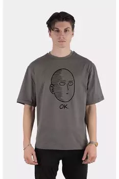 Smoked 100% Cotton Crew Neck Oversize T-shirt One Punch Man Ok Face
