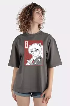Smoked 100% Cotton Crew Neck Oversize T-shirt Inuyasha
