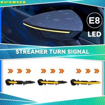 Smoked Black Shell Yellow Streamer Turn Signal Dynamic Mirrors Turn Signal Indicator for SEAT MK3 MK5 KJ1 KJ7 2PCS жёлтый