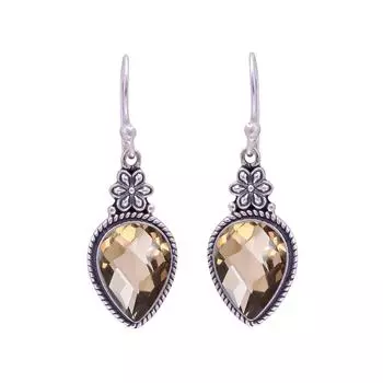 Smokey 925 Sterling Silver Earring V9599, Brown Earring, Pear Earring, Valentin s Day Gift, Gift For Her, Birthday Gift, Handmade Jewelry, Silver Jewe