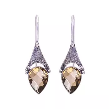Smokey 925 Sterling Silver Earring V9640, Brown Earring, Pear Earring, Valentin s Day Gift, Gift For Her, Birthday Gift, Handmade Jewelry, Silver Jewe