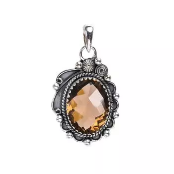 Smokey 925 Sterling Silver Pendant V8273, Brown Pendant, Oval Pendant, Valentin s Day Gift, Gift For Her, Birthday Gift, Handmade Jewelry, Silver Jewe