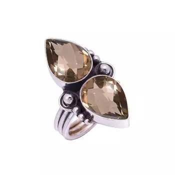 Smokey Gemstone 925 Sterling Silver Ring V9360, Brown Ring, Pear Ring, Valentin s Day Gift, Gift For Her, Birthday Gift, Handmade Jewelry, Silver Jewe