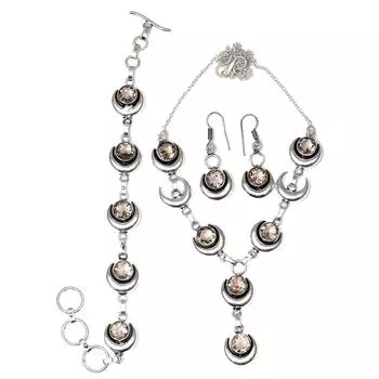 Smoky Quartz Gemstone Handmade Ethnic Jewelry Necklace Set 18-20