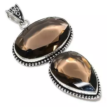 Дымчатый Топаз Драгоценный Камень Ручной Работы 925 Стерлинговое Серебро Ювелирный Кулон 3.55 S6d66