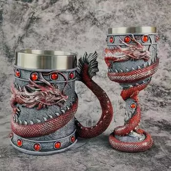 Смола 3D ретро пивная кружка кружка могучий азиатский дракон кружка средневековый винтажный кубок кубок лучший подарок на день рождения 600 мл 20 унций As show