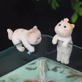 Смола Аквариум Мультяшные фигурки кошек Пейзаж Украшения Вода Животные Мода Имитация Аквариумов Кошки Орнамент