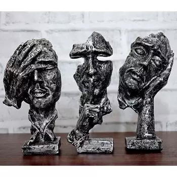 Смола Человеческое лицо с рукой у рта Выставочный экспонат с основанием для декора дома | Декоративные предметы для комнаты | Предметы для украшения дома Новинка