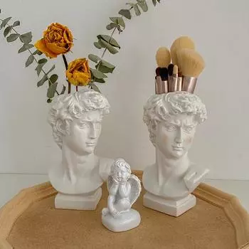 Смола Давид Ваза Лицо Голова Интерьер Декоративный Цветочный Горшок Современные Банки Украшения Дома Цветочные Композиции Настольное Искусство Скульптура