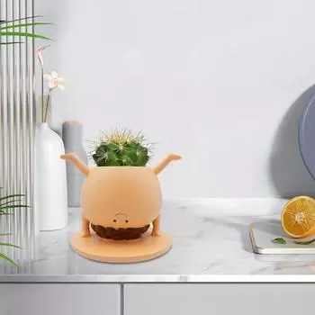 Смола для лица, фигурка-подставка для рук, цветочный горшок, украшение для дома и офиса, суккулентное кашпо с 6 наклейками своими руками, подарок на день рождения для мужчин и женщин, любителей растений светло-коричневого