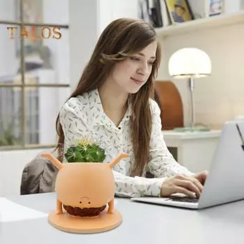 Смола для лица, фигурка-подставка для рук, цветочный горшок, украшение для дома и офиса, суккулентное кашпо с 6 наклейками своими руками, подарок на день рождения для мужчин и женщин, любителей растений светло-коричневого