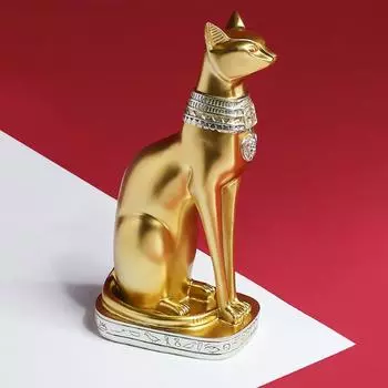 Смола Древний Египет Металл Бастет Статуэтка Египетский Кот Бог Статуэтка Кошка В Древнем Египте Металлическая Скульптура Домашний Стол Офис Декор S24x12x9cm