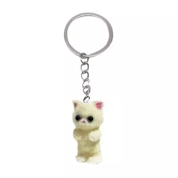 Смола Флокирование Милый Трехмерный Кот Брелок Подвеска Автомобильный Брелок Подвеска Сумка Подвеска One Size бежевый