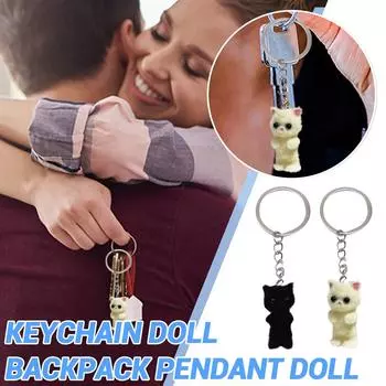 Смола Флокирование Милый Трехмерный Кот Брелок Подвеска Автомобильный Брелок Подвеска Сумка Подвеска One Size бежевый
