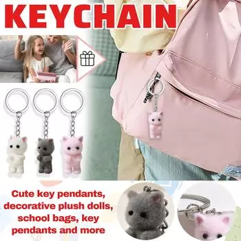 Смола Флокирование Милый Трехмерный Кот Брелок Подвеска Автомобильный Брелок Подвеска Сумка Подвеска One Size