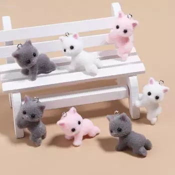 Смола Флокирование Симпатичный Трехмерный Кот Брелок Подвеска Автомобильный Брелок Подвеска Сумка Подвеска One Size белый