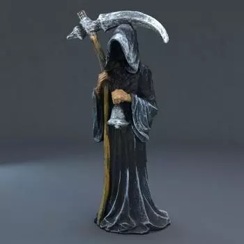 Смола Хэллоуин Святая Смерть Статуя Стоящая Религиозная Декоративная Фигурка Мрачный Жнец Держащий Косу Статуя Алтарь Хэллоуин Декор 17x9x6cm
