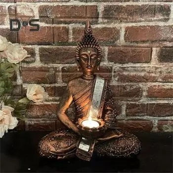 Смола изготавливает декоративную чудесную гладкую поверхность статую Будды античный бронзовый