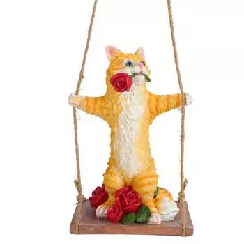 Смола качающийся кот моделирование животного модель фигурка статуя скульптура ремесла украшение для сада на открытом воздухе