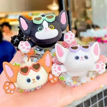 Смола Котенок Кукла Подвеска Сумка Шарм Кошка Машина Брелок Плавание Кольцо Котенок Брелок День Рождения Дети Подарок белый