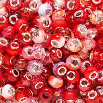 Смола красная европейская бусина с большим отверстием для изготовления ювелирных изделий с большим отверстием для изготовления подвески, браслета, ожерелья, ручка для рукоделия 10pcs