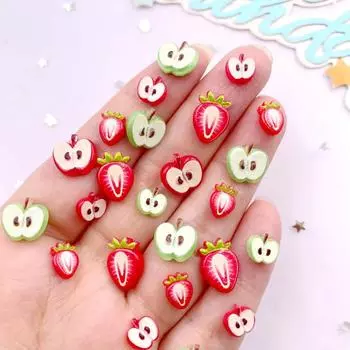 Смола красочные яблоки клубника фрукты нейл-арт плоская задняя часть стразы аппликация своими руками скрапбукинг декор ювелирные изделия аксессуары ремесла S 100pcs
