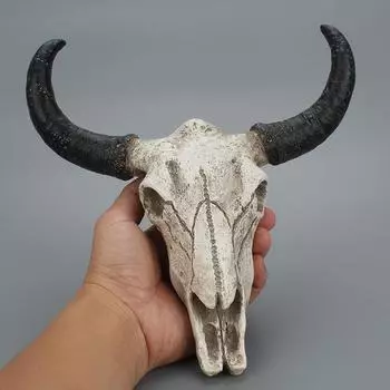 Смола Longhorn коровий череп голова скелет коровий настенная вешалка 3D животные дикая природа рога скульптура 22*23*5.5cm