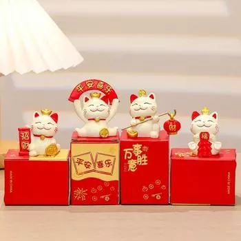 Смола Lucky Cat Фигурки Мультяшные Изысканные Манеки Неко Миниатюрные Фигурки Китайский Стиль Реалистичные