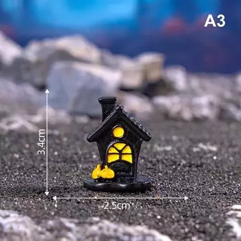 Смола Маленький Хэллоуин Ужас Дом Замок Микро Ландшафтный Орнамент Сказочный Сад Миниатюрный Декор Для Комнаты Сделай Сам Украшение Стола
