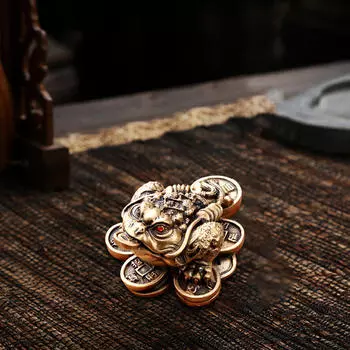 Смола мини-китайская статуя лягушки на удачу, украшение, традиционная трехлапая жаба для весеннего фестиваля 5x3.8x2cm