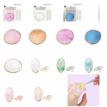 Смола Мраморный нейл-арт смешивания пластины шпатель инструмент регулируемый держатель для пальцев для маникюрных инструментов 5