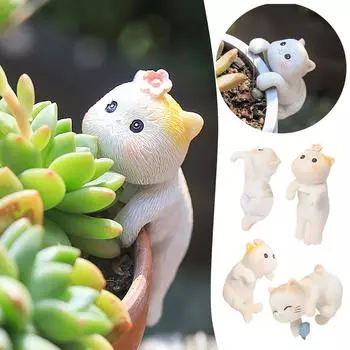 Смола мультфильм садовый горшок украшение аквариума кошка микро поделки кухонные принадлежности альпинистский аквариум аксессуары One Size