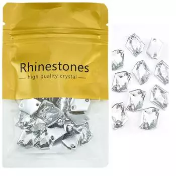 Смола Плоское Дно Двойное Отверстие Ручной Шов Дрель, Специальной Формы Плоская Пряжка Ручной Шов Камень, Посеребренное Дно Аксессуары для Ювелирных Изделий из Страз Сделай Сам 16x20mm 50pcs/bag