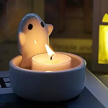 Смола Призрак Подсвечник Кролик Собака Чай Ароматические Свечи Подсвечник Гостиная Ванная Комната Украшение Рабочего Стола Рождественский Подарок на Хэллоуин C