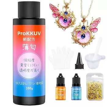 Смола ProKKUV жидкая 100 г, большая емкость, совместимая с УФ/светодиодами, УФ-смола жидкая, новая упаковка, легкий запах, УФ-смола, высокая прозрачность, смола не желтеет