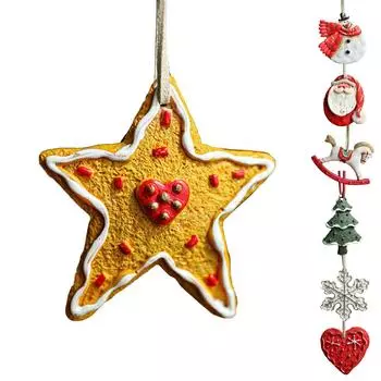 Смола ретро Рождество окрашенная смола снежинка любовь пятиконечная звезда рождественская елка украшения подвеска украшения макет One Size