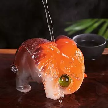 Смола Ручная работа Подарок Меняющий цвет Чайный питомец Китайский Чайный сервиз Кунг-фу Чайный питомец Счастливый Слон Фэн-шуй Декорация Украшение для Чайной комнаты