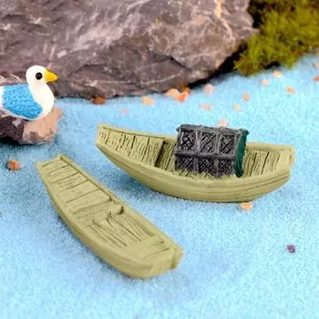Смола Рыбалка Тент Статуэтка Лодка Мини Пейзажный Орнамент Сад Домашний Декор Fishing Boat