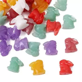 Смола с прямым отверстием, двухцветный синтетический милый маленький кролик, бусины, подвески, подвески для ювелирных изделий, DIY ожерелье, браслет, аксессуары 16x14mm 2pcs жёлтый