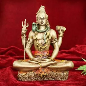 Смола Статуя Господа Шивы Благословляющая Идол Скульптура Мурти Экспонат (20 см X 17 см) - Предметы декора для домашнего декора гостиной мандира храма