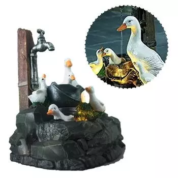 Смола статуя утки фонтан свет для креативного животного сад статуя патио фонтан открытый ландшафт сад искусство смола