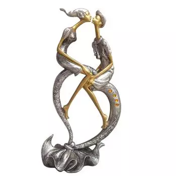 Смола Страстный любовник Целующаяся пара Фигурка | Красивый Домашний Декор (Упаковка из 1 шт., Серебристый и Золотистый)