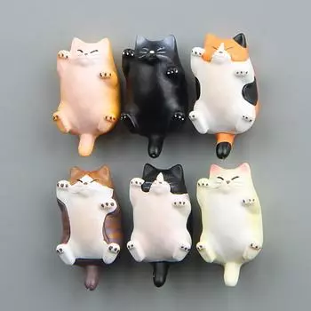 Смола Теплая серия Японский милый толстый кот мультфильм Трехмерная магнитная пряжка Магнит на холодильник