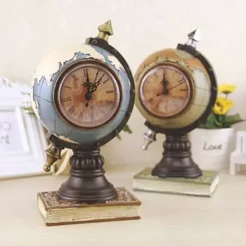 Смола Винтажный Глобус Карта Земли Атлас Копилка Копилка Часы Домашний Декор земля желтый
