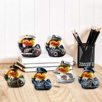 Смола ветеран дань утка статуэтка салют солдатская форма утка статуя животное скульптура домашний офис книжная полка настольное украшение орнамент B