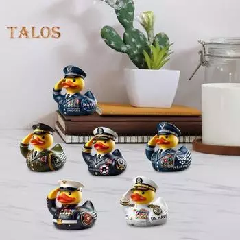 Смола ветеран дань утка статуэтка салют солдатская форма утка статуя животное скульптура домашний офис книжная полка настольное украшение орнамент E