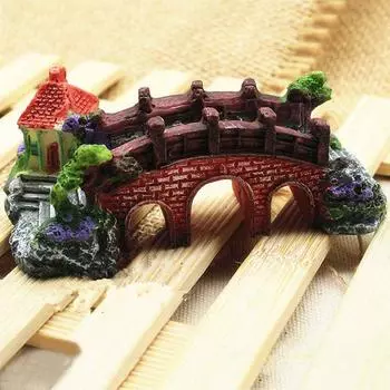 Смола Замок Аквариумы Замок Украшения Моделирование Черепаха Восхождение Три Глаза Мост 10*5*4cm