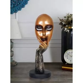 Смола Женское лицо Статуэтка, Средняя, 1 шт., Золотистая