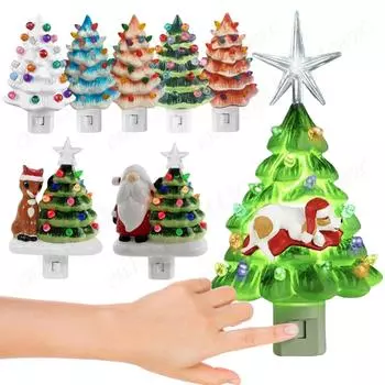 Смоляная рождественская елка ночник разноцветные лампочки рождественская елка ночник с лампой с поворотной вилкой на 360 градусов для спальни