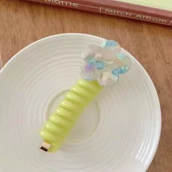 Смоляная телефонная проволока для волос, цветок, изогнутая петля для волос, милая телефонная линия, повязка на голову для путешествий зелёный